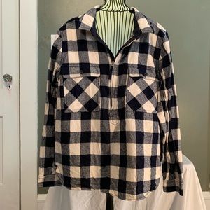 J.Crew Navy and White Buffalo Check Flannel